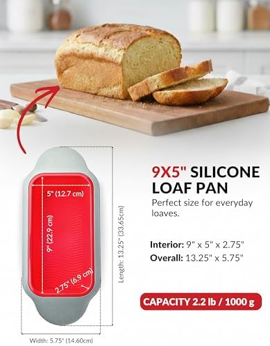 Boxiki Kitchen Premium Non-Stick Silicone Bread Loaf Pan, 9x5 Inches