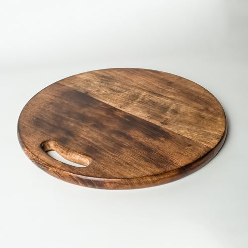 Round Acacia Wood Cutting Board, 15” with Handle