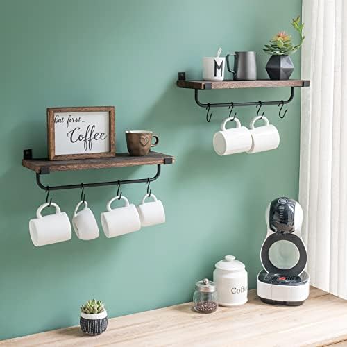 Mkono Coffee Bar Shelves, Wall Mounted Mug Rack, 2 Pack