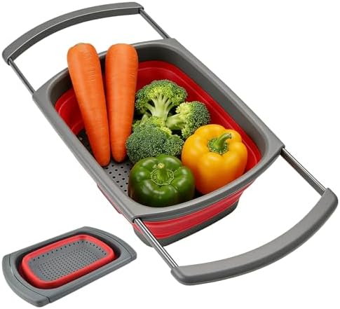Produce Washing Tub, Expandable Sink Drain Tray, Multipurpose Pasta