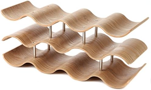 Lily's Home 11-Bottle Countertop Wine Rack for Kitchen, Modern Oak