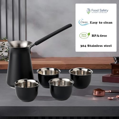 UNISWEET Turkish Coffee Pot Set, 1 Pot and 4 Cups