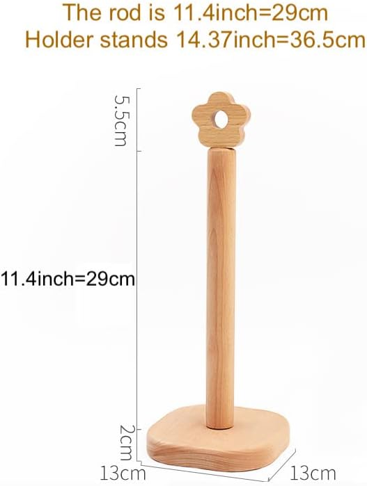 Paper Towel Holder, Wooden Kitchen Roll Stand Organizer Free Standing, - Image 3