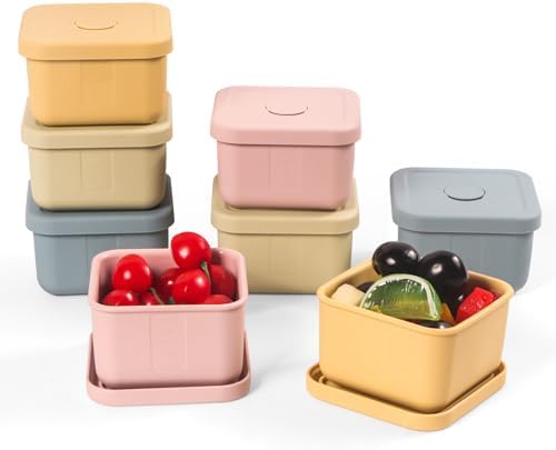 8 pcs 10 oz Silicone Snack Containers with Lids Silicone Food Storage