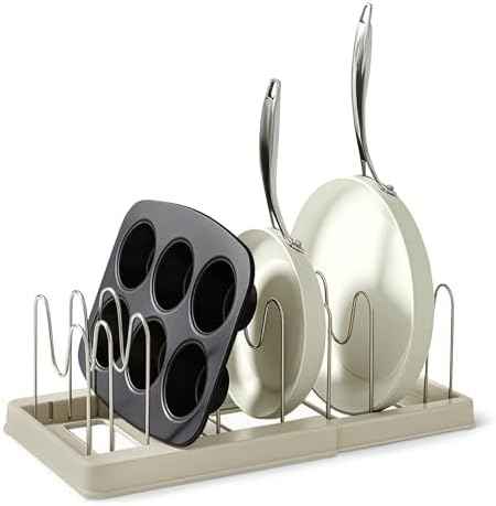 Amazon Basics Cookware and Bakeware Organizer, Stainless Steel, Expandable from 12.2 in. - 20.7 in., Includes 10 Dividers