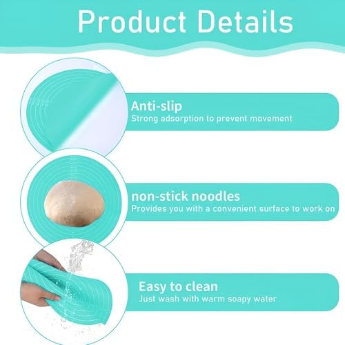 2-Piece Silicone Baking Mat Set with Rolling Pin, 12-Inch