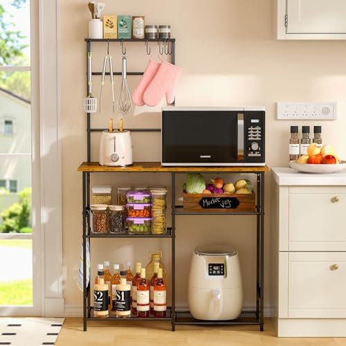 3IngSeagulls 6-Tier Baker's Rack with Storage, Rustic Brown