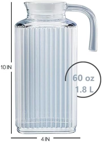 Fridge Pitcher – 60 OZ. Glass Water Fridge Pitcher with Lid By Home