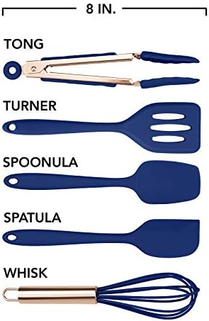 COOK WITH COLOR Silicone Cooking Utensils Set, Mini, Navy