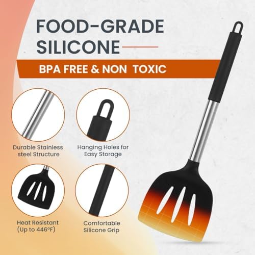 RFAQK 40PCs Silicone Cooking Utensil Set, 446℉