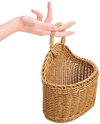 Plastic Woven Kitchen Rustic Wicker Small Wall Hanging Basket