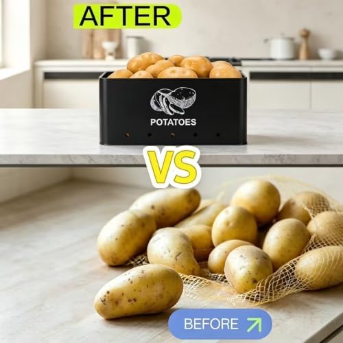 Metal Onion Garlic Potato Storage Set, Kitchen Vegetable Storage Tins