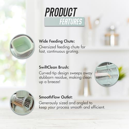 5-in-1 Rotary Cheese Grater, Green
