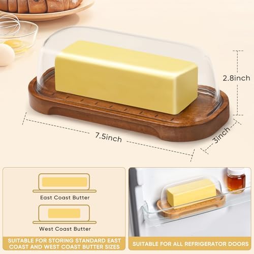 Butter Dish with Lid, Butter Container Holds for East/West Coast