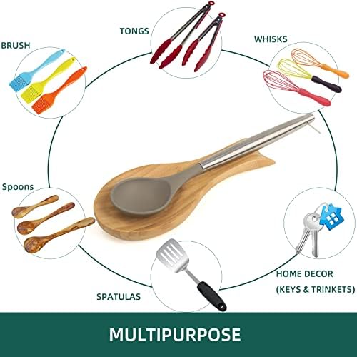 Spoon Rest for Stove Top, Bamboo Wood Spoon Holder for Kitchen