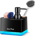 Dish Soap Dispenser with Sponge Holder, 3-in-1, Black