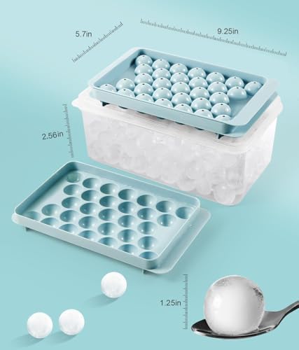 Ice Cube Tray with Lid and Bin – Round Ice Cube Trays for Freezer
