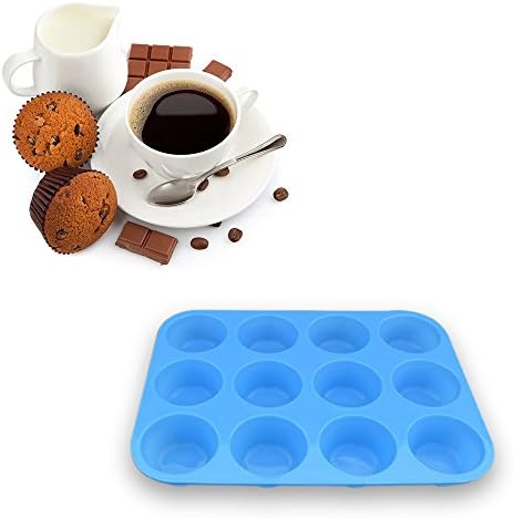 homEdge 12-Cup Silicone Muffin Pan, Pack of 2 Non-Stick Muffin Molds