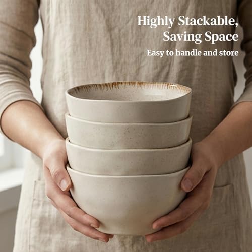 DOWAN 30 OZ Soup Bowls, Large Cereal & Salad Bowl Set of 4, Deep Bowl