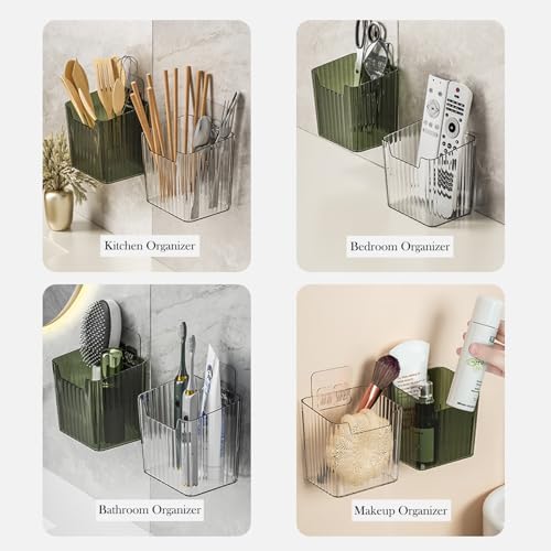 Lae Nuvole Clear Adhesive Wall Organizer Bins, Cabinet Door Storage