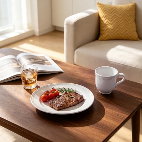 HomeVSS 56-Piece Pearl Dots Stoneware Dinnerware Set, White, Service for 8
