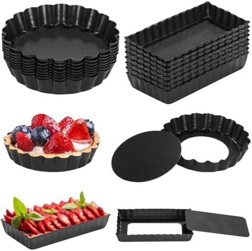 Mini Tart Pans With Removable Bottom Nonstick Quiche Pan, 8Pieces