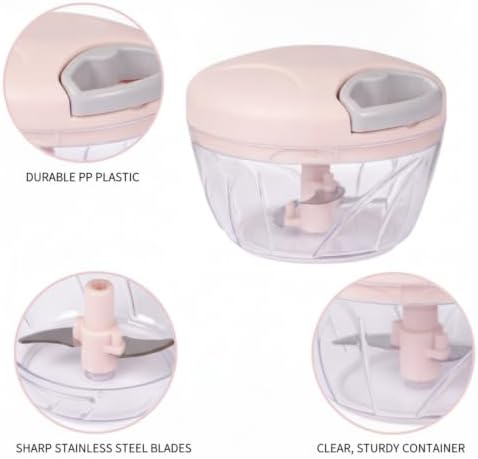 Multipurpose Manual Pull-String Food Chopper for Garlic, Herbs, and