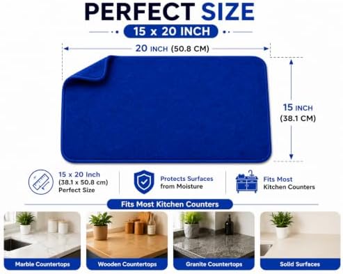 Dish Drying Mat for Kitchen Counter 15"x20" | Super Absorbent