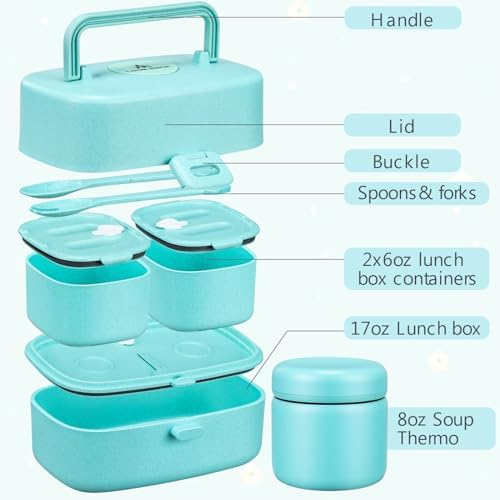 Bento Lunch Box for Kids with 8oz Soup Thermo,2 Leak-Proof Food