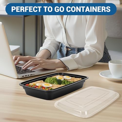 50-Pack 24 oz Reusable Meal Prep Containers 1 Compartment Food Storage