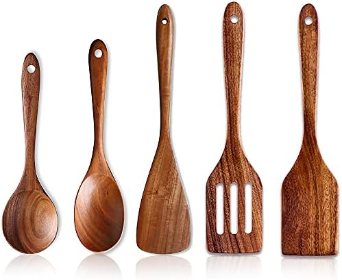 Wooden Spoons for Cooking Kitchen Utensil Set Non Toxic Acacia Wood