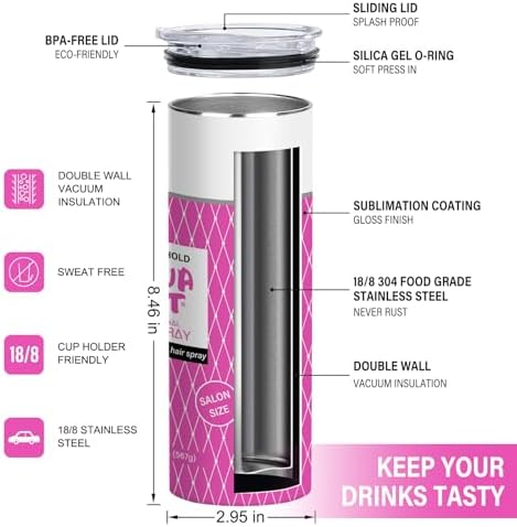 TUMBTU Funny Tumbler,Hairspray Tumbler 20oz,Gift for Women,Pink