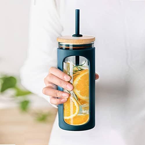 Kodrine 20oz Glass Tumbler with Straw and Lid, Iced Coffee Cups with