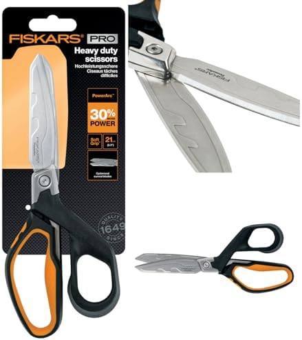 Fiskars PowerArc Heavy-Duty Scissors, Up to 30% More Power, Length
