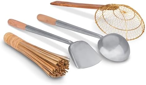 Craft Wok 4-Piece Wok Tool Set with Wooden Handles