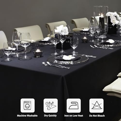 8 Pack Black Tablecloths Rectangle 60 x 102 Inch for 6 Foot Tables
