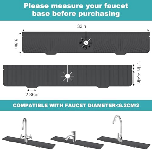 33 Inch Sink Faucet Mat, Kitchen Sink Splash Guard, Faucet Splash