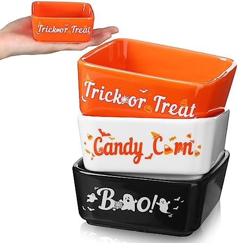 Tanlade 3 Pcs Halloween Candy Bowl Small Ceramic Candy Corn Serving