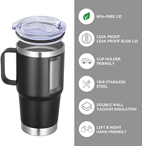 VEGOND 20 oz Tumbler with Handle Lid and Straw, Stainless Steel