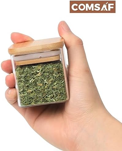 ComSaf 12Pcs Glass Spice Jars with Bamboo Lid 4oz - 16Pcs Glass Spice