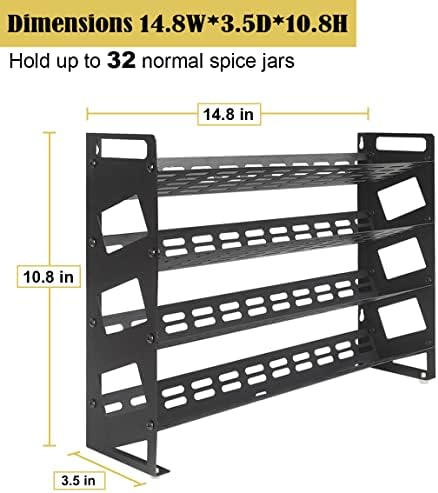 4 Tier Spice Rack Organizer with 32 Square Spice Jars and 160 Spice