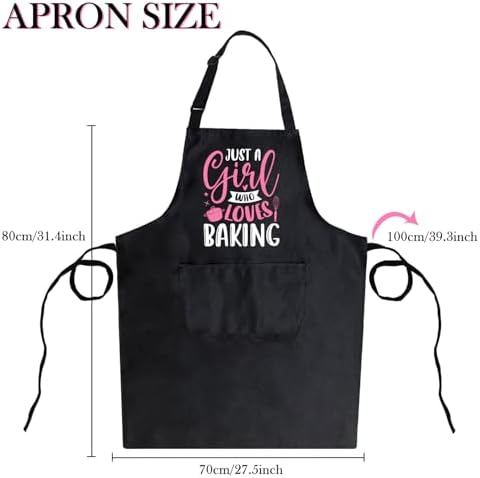 Black Baking Aprons for Women, Adjustable Cooking Baking Kitchen