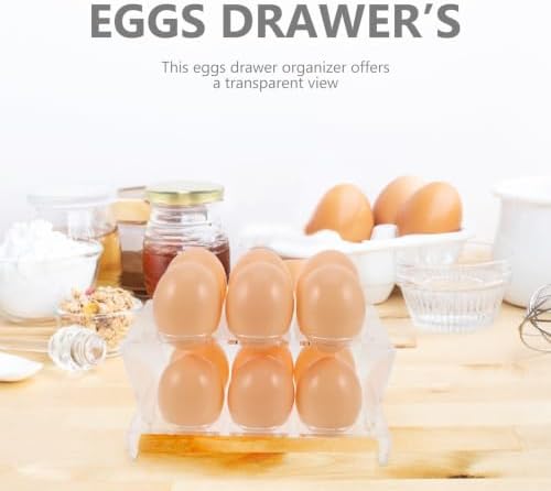 Acrylic Fridge Egg Organizer Drawer Tray, Stackable 2 Layer 12 Count