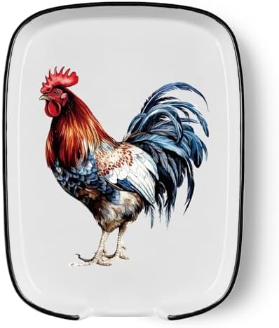 Funny Cute Rooster Ceramic Spoon Rest - Large Heat Resistant Kitchen