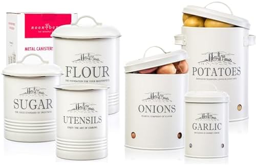 noonberry Bundle of 6 Kitchen Canisters for Countertop - for Flour