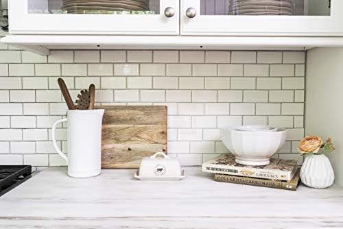 Creative Co-Op Stoneware Butter Dish with Cow Stamp and Farm-to-Table