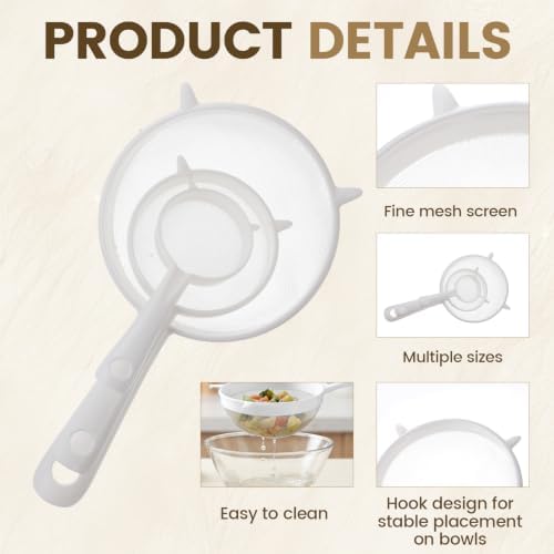 3 Pcs Plastic Strainer Colander Kefir Strainer for Kefir Grains