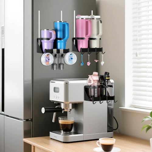 8 Cups Magnetic Cup Holder for Fridge, Black