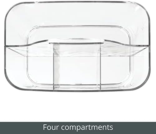 mDesign Plastic Cutlery Storage Caddy with Handle, Clear