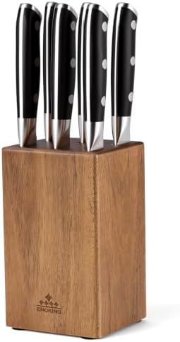 ENOKING 6-Slot Steak Knife Block, Acacia Wood